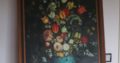 Oelgemälde 70 x 90 geramt, signiert Jensen, Blumen in verzierter Vase
