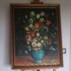 Oelgemälde 70 x 90 geramt, signiert Jensen, Blumen in verzierter Vase