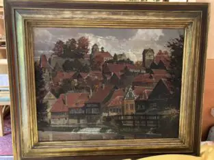 Gemälde Altstadt Kronach und altes Wehr am Fluss